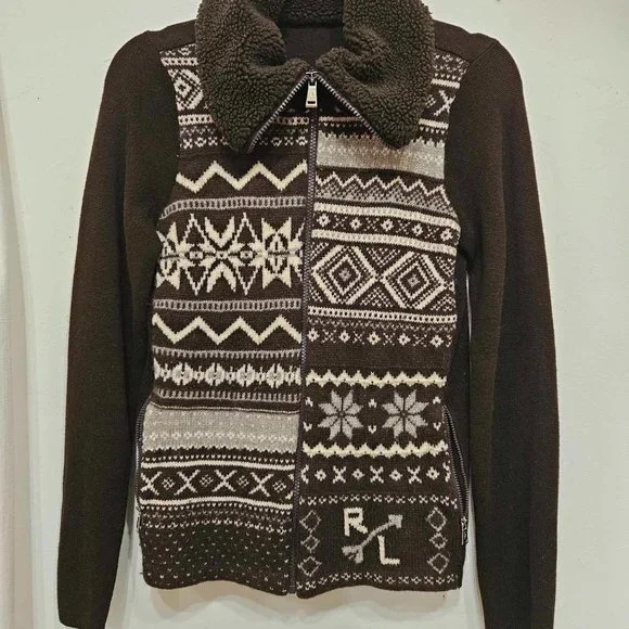 Ralph Lauren Brown Zip Up Knit - Picture 2 of 3